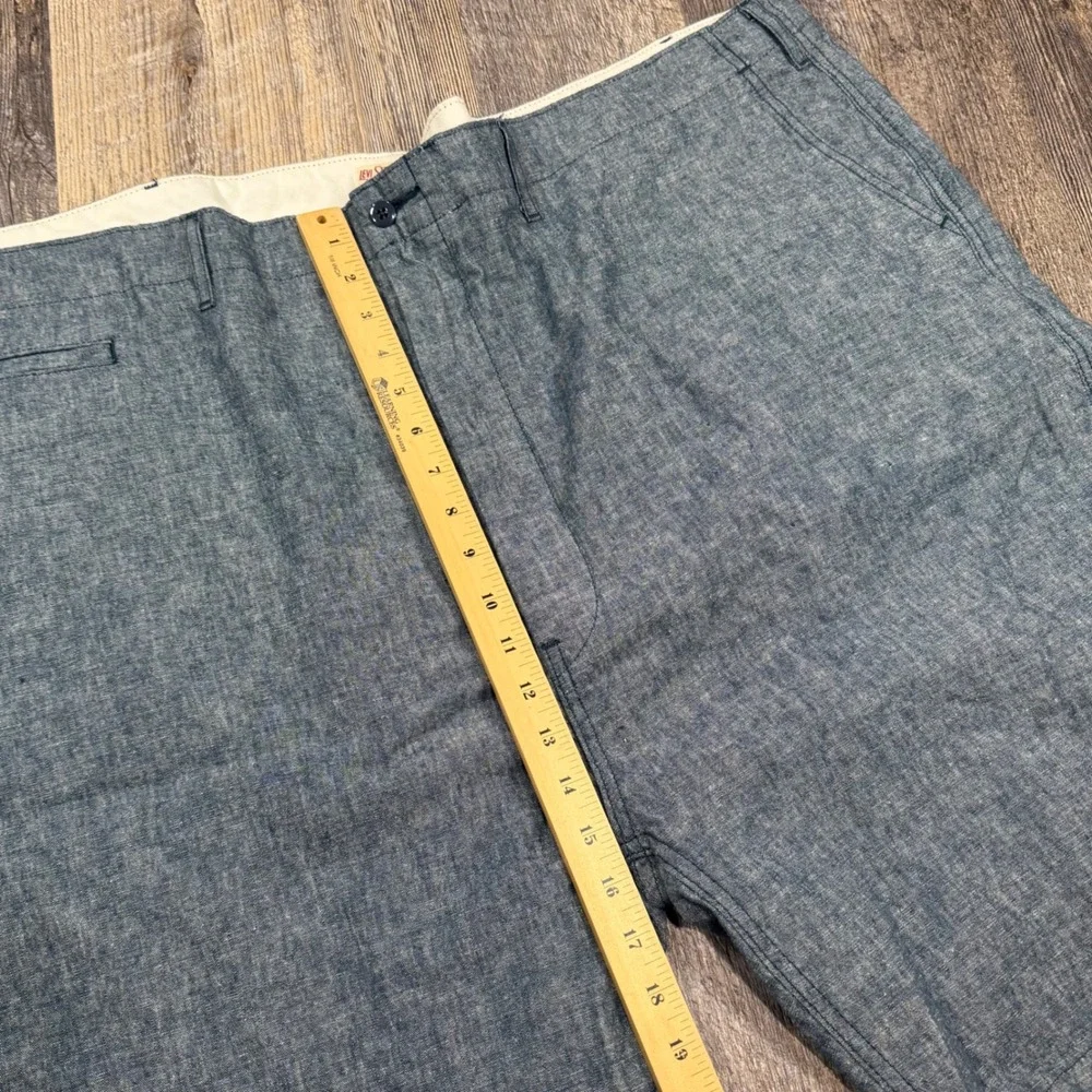 Levi's Shorts Mens Size 54 Blue Linen Cotton Blend Casual Chambray Chino